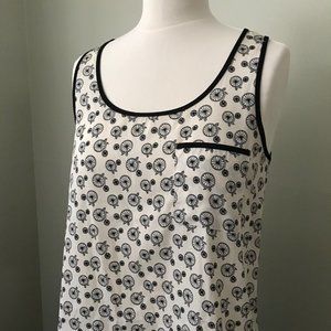 Tank Top with Bicycle Print / Black & White